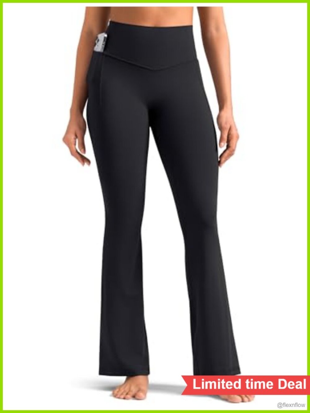 No Front Seam Flare Leggings with Pockets High Waist Yoga Pants